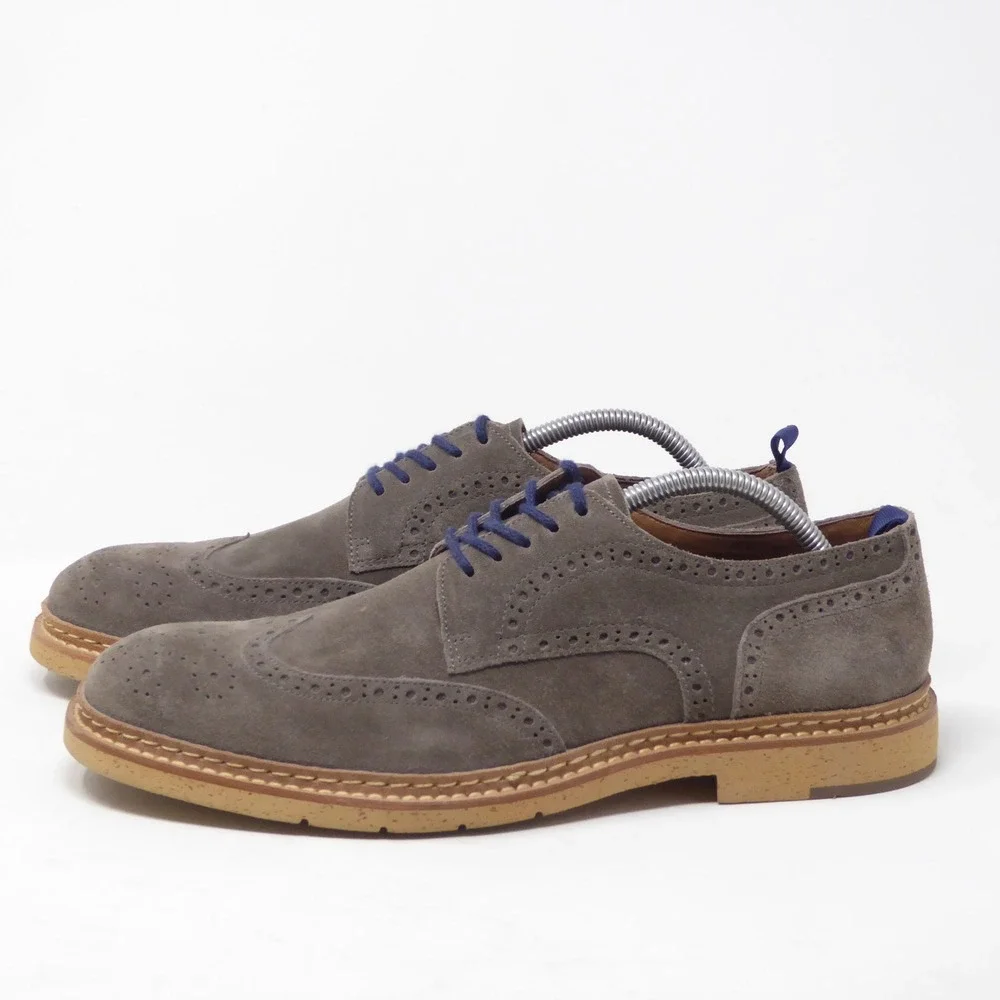 Johnston & Murphy Men Pearce Oxford Shoes Grey Suede Wingtip Brogue 10M 27-1957